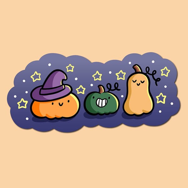 Halloween Pumpkins Sticker | Weatherproof Vinyl Sticker| Kawaii Sticker| cute Halloween sticker | fall gourds sticker | trick or treating