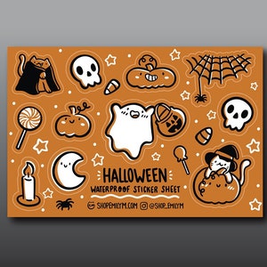 Halloween Waterproof Sticker Sheet | Vinyl Sticker | Halloween Sticker Sheet | Kawaii Sticker | Mini Stickers | Pumpkins | Spooky Season Art