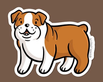 Adesivo Bulldog inglese / Adesivo in vinile resistente alle intemperie / Adesivo Kawaii / Adesivo Bulldog britannico / Adesivo Bulldog per animali domestici / Grafica con ritratto di animali domestici
