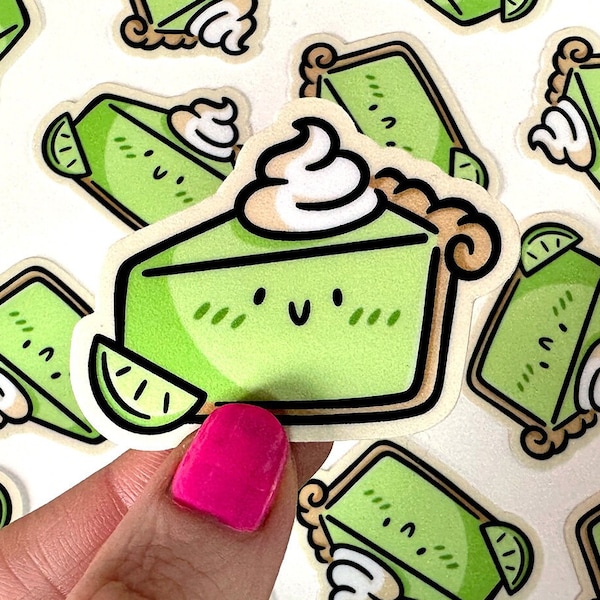 Key Lime Pie Mini Sticker | Waterproof Sticker | Kawaii Vinyl Sticker | Cute Desserts Sticker | Slice of Pie Sticker | Happy food stickers