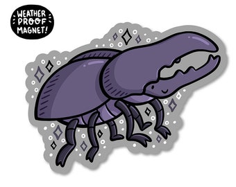Beetle Magnet | Cute bug magnet | Insect Magnet | Waterproof Vinyl Car Magnet | Kawaii Bug Magnet | Nature Fridge Magnet| hercules beetle