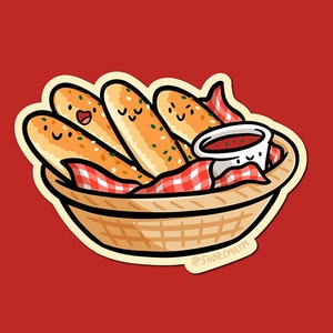 Adesivo grissini / Adesivo in vinile resistente alle intemperie / Adesivo kawaii / Adesivo cibo carino / Cestino di grissini / Adesivo cibo italiano / Marinara