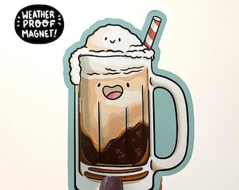Root Beer Float Magnet | Waterproof Vinyl Magnet | Kawaii Food Magnet| Cute Food Magnet| Ice Cream Magnet| Cute Soda Sticker | Cute Drinks