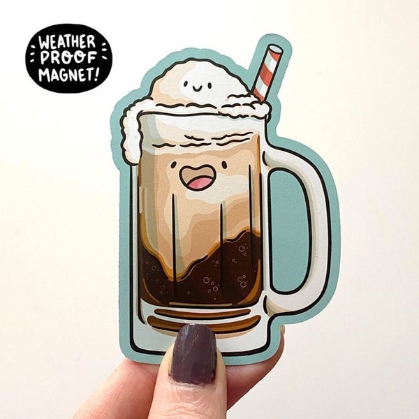 Wurzel bier Float Magnet | Wasserfester Vinyl Magnet | Kawaii Food Magnet| Süßer Food Magnet| Eismagnet| Süßer Soda Sticker | Süße Getränke