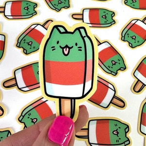 Popsicle Cat Mini Sticker | Waterproof Sticker | Kawaii Vinyl Sticker | Summertime sticker | cute dessert sticker |Ice cream sticker |kawaii