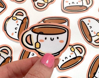 Teacup Mini Sticker | Waterproof Sticker | brewing tea Sticker | cute tea drinker sticker | cute cup of tea sticker | kawaii drinks sticker
