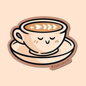 Latte Sticker | Weatherproof Vinyl Sticker| Kawaii Sticker| cafe latte sticker | cute coffee sticker | cute drinks sticker | coffee drinker