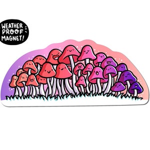 Pilze Magnet | Pastell Magnet | Wasserdichter Vinyl-Automagnet | Kawaii Pflanzen Magnet | niedlicher Pflanzen Magnet | Farbverlaufsmagnet | Pilzkunst