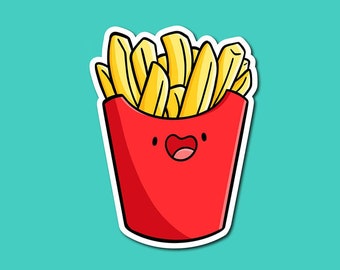 French Fries Sticker | Weatherproof Vinyl Sticker | Waterproof Sticker | Kawaii Sticker | Cute Food Sticker | Junk Food Sticker| Fast Food