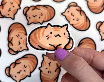 Mini Orange Cat Vinyl Sticker | Waterproof Phone Sticker | Kawaii Cat art | Cute Animal Stickers | Orange tabby sticker | mini cat sticker