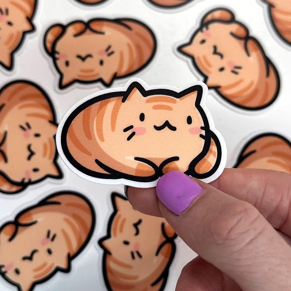 Mini Orange Cat Vinyl Sticker | Waterproof Phone Sticker | Kawaii Cat art | Cute Animal Stickers | Orange tabby sticker | mini cat sticker