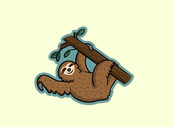Sloth Sticker | Weatherproof Vinyl Sticker | Sloth Gifts | Cute Sloth Sticker | Rainforest Animals | Kawaii Animals Sticker | Sloth Artwork