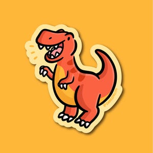 T-Rex Sticker | Weatherproof Vinyl Sticker | kawaii dinosaur sticker | tyrannosaurus rex sticker | cute dinosaur sticker | cartoon dinosaur