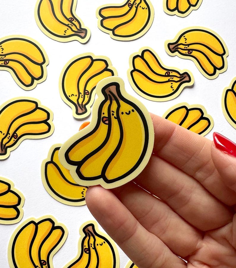 Bananas Mini Sticker | Waterproof Sticker | Kawaii Food Sticker | Bunch ...