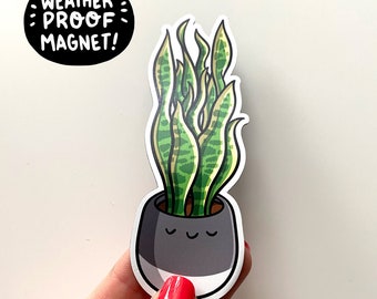 Snake Plant Magnet | plant lady | Waterproof Vinyl Car Magnet | Kawaii plant Magnet | House Plant Magnet | Cute plant art| Water your plants