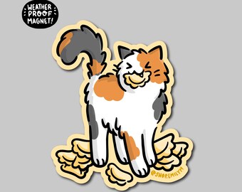 Pierogi Cat Magnet | Weatherproof Vinyl Magnet | Waterproof Car Magnet | cute pittsburgh magnet | calico cat magnet | polish food magnet