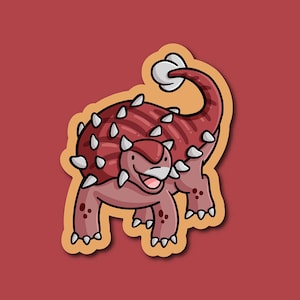 Anklyosaurus Sticker | Weatherproof Vinyl Sticker | Cute Dinosaurs Sticker | Happy Dinosaur Sticker| Cute Sticker| Kawaii Dinosaur Sticker