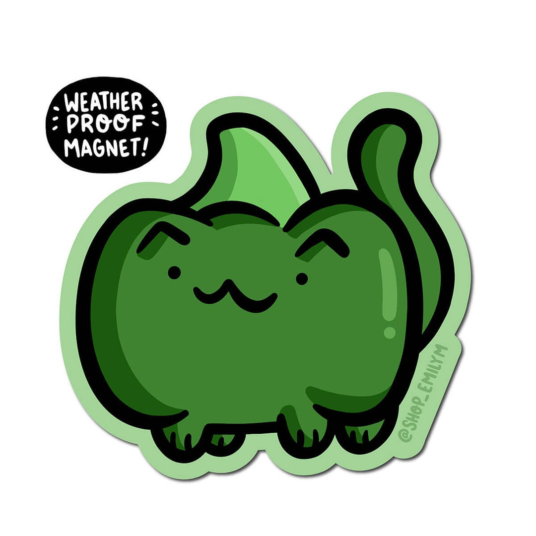 Green Pepper Cat Waterproof Vinyl Car Kawaii Etsy