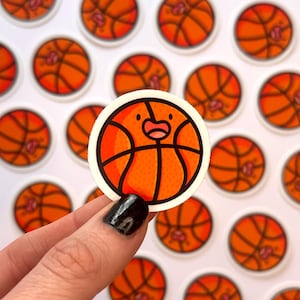 Mini pegatina de baloncesto / Pegatina impermeable / Pegatina deportiva kawaii / Pegatina de equipo de baloncesto / Pegatina de baloncesto feliz / Regalo de baloncesto
