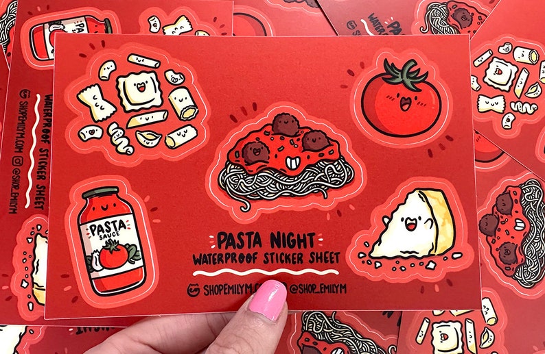 Pasta Sticker Real Pasta Night Waterproof Sticker Sheet | Mini Vinyl Stickers |cute Pasta ...