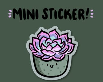 Purple Succulent Mini Sticker | Waterproof Sticker |Kawaii plant Sticker | house plant sticker | cute plant sticker | happy plant sticker