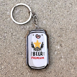 Japanese Beer Keychain | Cute Acrylic Keychain | kawaii keychain | cute beer keychain | can of beer keychain | beer can keychain | alcohol