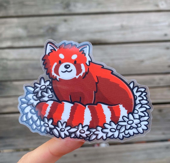 Roter Panda Vinyl Aufkleber Roter Panda Aufkleber Süße Tiere Wasserfester  Aufkleber Kawaii Wasserflasche Sticker Süße Blumen Sticker - .de