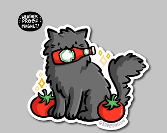 Ketchup Cat Magnet | Weatherproof Vinyl Magnet | Waterproof Car Magnet |cute food magnet |pittsburgh cat magnet | pittsburgh ketchup |tomato