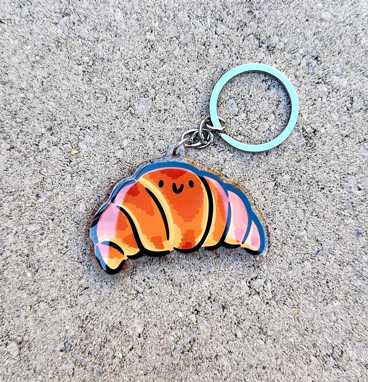 Croissant Keychain | Cute Acrylic Keychain | Kawaii Food Keychain ...
