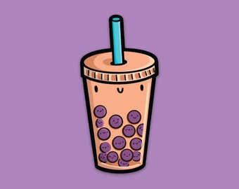 Milch-Tee-Vinyl-Aufkleber | Kawaii Bubble Teetasse Aufkleber | Boba Thai Tee | Süße Lebensmittel-Aufkleber | Wetterfeste Wasserflasche Aufkleber | Stoßstange