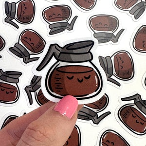 Mini Coffee Pot Vinyl Sticker | Waterproof Phone Sticker |pot of coffee sticker | mini coffee sticker | cute coffee sticker | coffee drinker