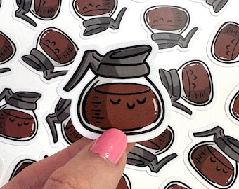 Mini Coffee Pot Vinyl Sticker | Waterproof Phone Sticker |pot of coffee sticker | mini coffee sticker | cute coffee sticker | coffee drinker