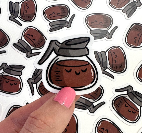 Mini Coffee Pot Vinyl Sticker | Waterproof Phone Sticker |pot of coffee sticker | mini coffee sticker | cute coffee sticker | coffee drinker