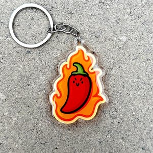 Hot Chili Pepper Keychain | Cute Acrylic Keychain | spicy pepper keychain | red chili pepper keychain | cute veggie keychain | spicy foods