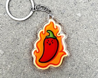Hot Chili Pepper Keychain | Cute Acrylic Keychain | Spicy Pepper