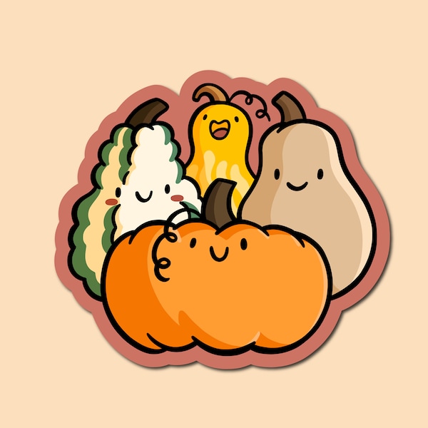 Gourds Sticker | Weatherproof Vinyl Sticker | Cute Pumpkins Sticker | Kawaii Sticker| Cute Fall Sticker| Nature Sticker | Halloween Sticker