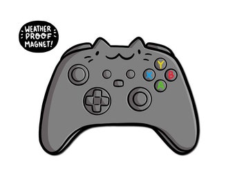 Dark Gray Video Game Controller Magnet | Cute Cat Magnet | Waterproof Vinyl Car Magnet | Kawaii Gamer Magnet | Console Gaming | Gaming Gift