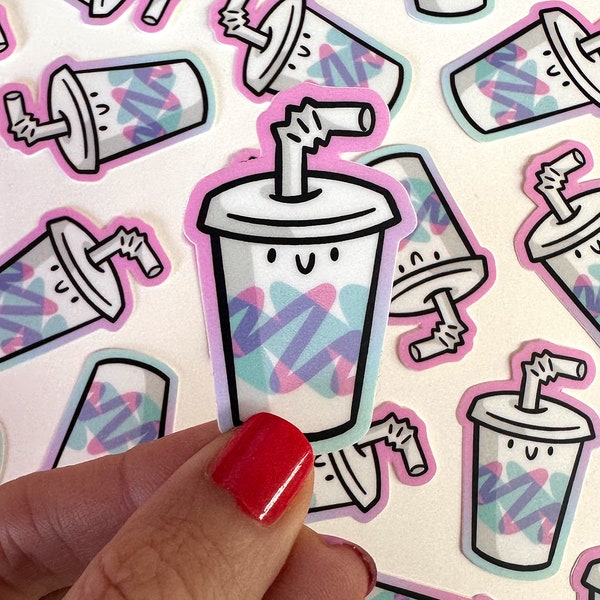 90s cup Mini Sticker | Waterproof Sticker | Kawaii Sticker | Junk food sticker |fast food sticker | take out sticker |Fountain drink sticker