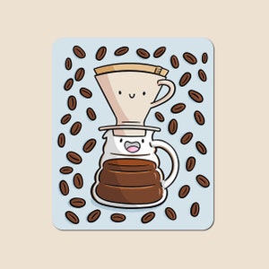 Pour Over Coffee Vinyl Sticker | Cute Coffee Sticker | Coffee Drinker Sticker| Kawaii Food| Coffee Beans Sticker| Coffee Drinker| Coffee Mug