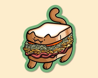 Pittsburgh Sandwich Cats Sticker | Weatherproof Vinyl Sticker | Pittsburgher Sticker| Pennsylvania Sticker| Cute PGH Sticker| Yinzer Sticker