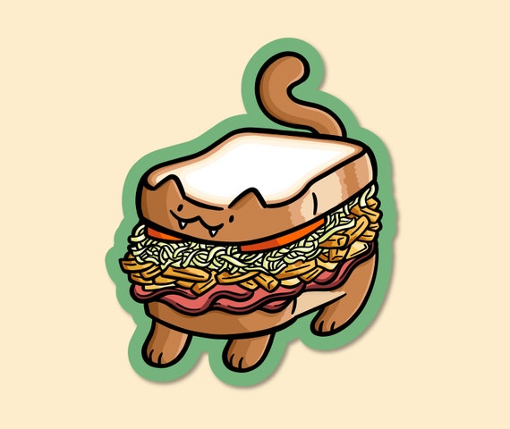 Pittsburgh Sandwich Cats Sticker | Weatherproof Vinyl Sticker | Pittsburgher Sticker| Pennsylvania Sticker| Cute PGH Sticker| Yinzer Sticker