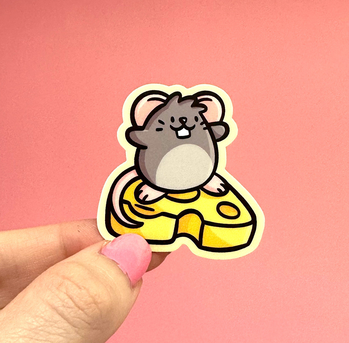 Mini Surfing Cheese Mouse Vinyl Sticker | Waterproof Phone Sticker ...