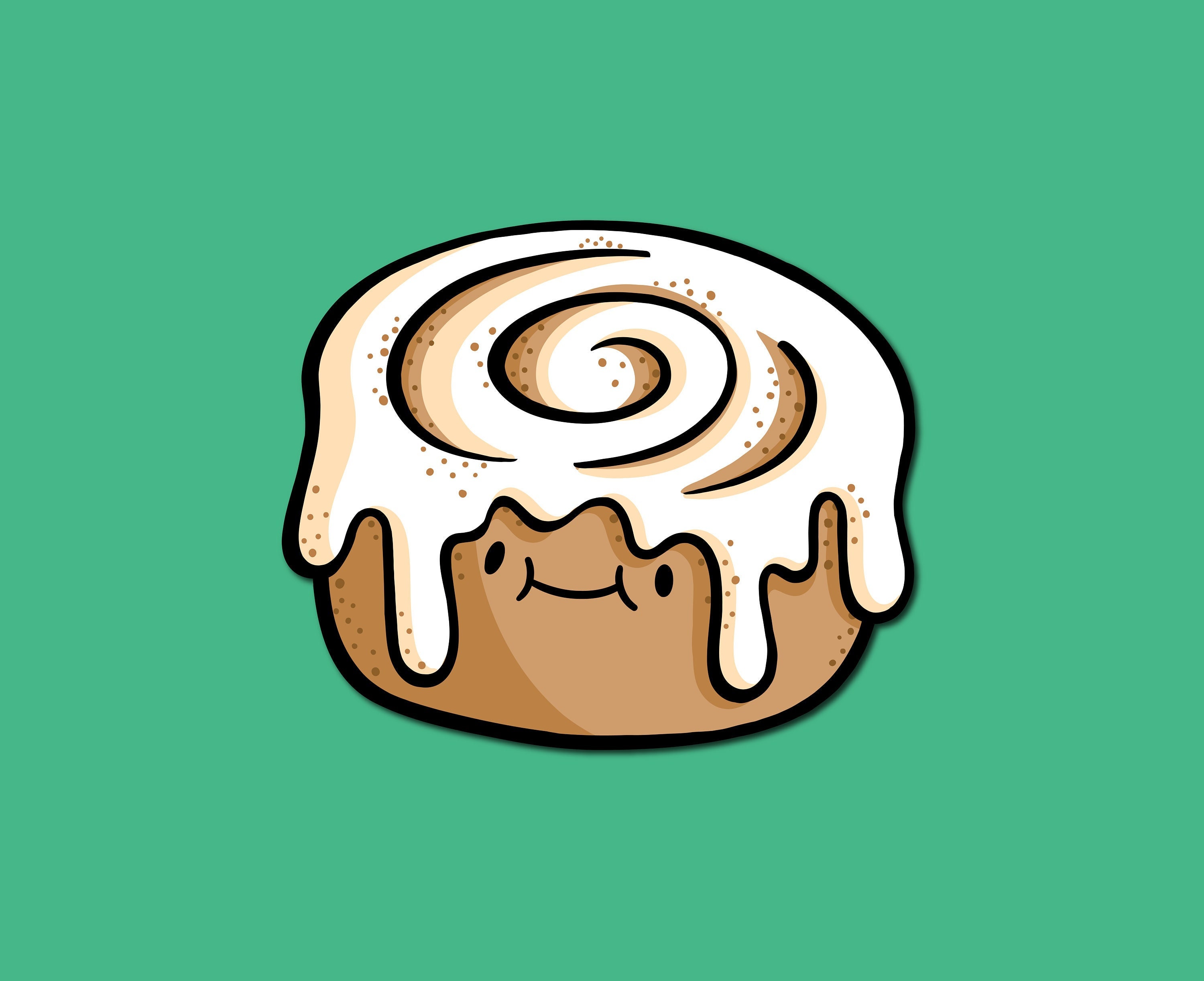 Kawaii Happy Cinnamon Bun Sticker