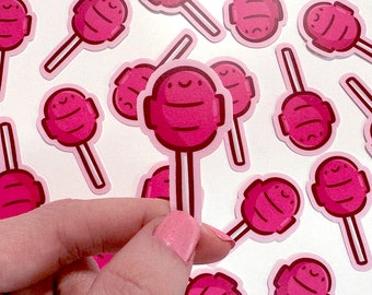 Mini Cherry Lollipop Sticker | Waterproof Sticker |Kawaii Mini Sticker | Red Lollipop Sticker | Valentines day mini sticker | Candy Sticker