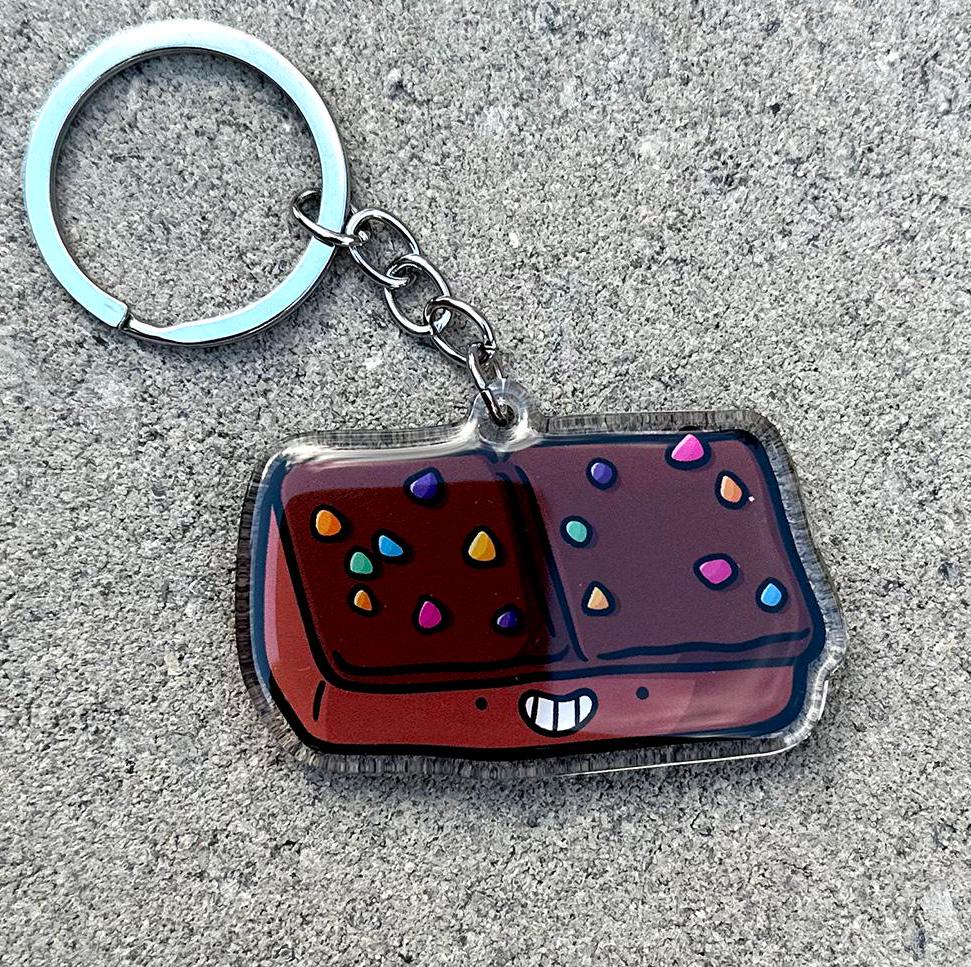 Outer Space Brownie Keychain | Acrylic Charm | Cute dessert keychain | happy food keychain |90s food keychain |junk food keychain |cute food