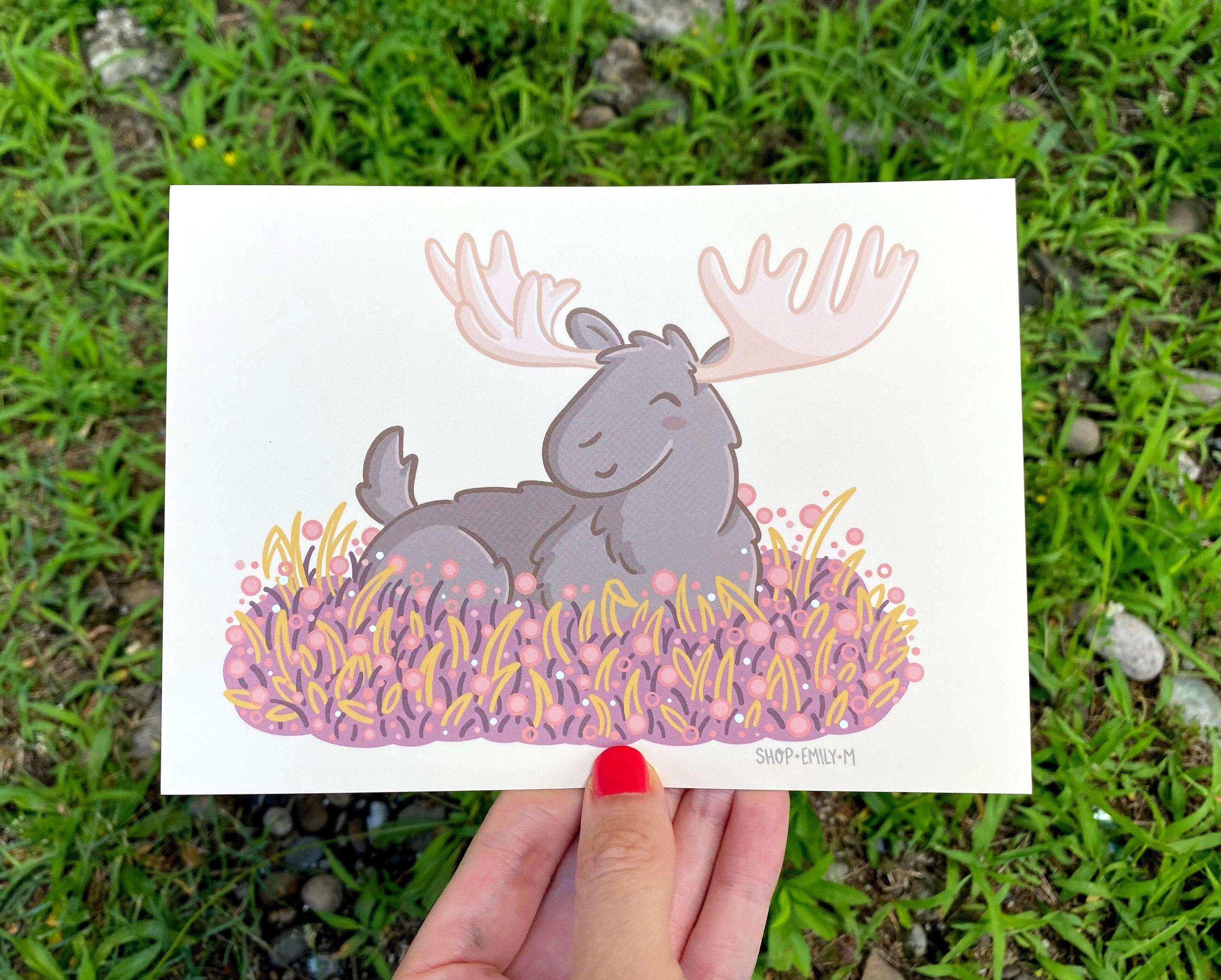 Cute Moose Print Cute Animal Artwork Kawaii Style Print Etsy 日本