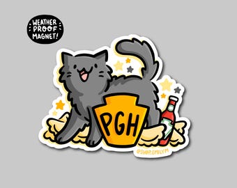 Keystone Cat Magnet | Weatherproof Vinyl Magnet | Waterproof Car Magnet | cute pittsburgh magnet | pgh magnet | pennsylvania magnet |pierogi