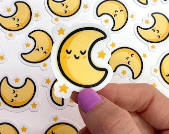 Naklejka winylowa Mini Moon | Wodoodporna naklejka na telefon | Urocza naklejka kosmiczna | Naklejka kosmiczna | Naklejka półksiężyc | Naklejka księżyc i gwiazdy