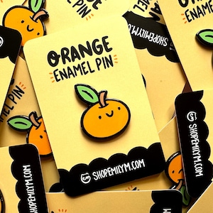 Orange Enamel Pin | Kawaii Enamel Pin | cute hard enamel pin | kawaii fruit pin | tangerine pin | mandarin orange pin | Mikan pin | food pin