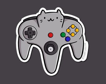 90s Gaming Controller Sticker | Retro Game Controller Sticker | Weatherproof Vinyl Sticker | Gray Gaming Controller | Video Game Controller